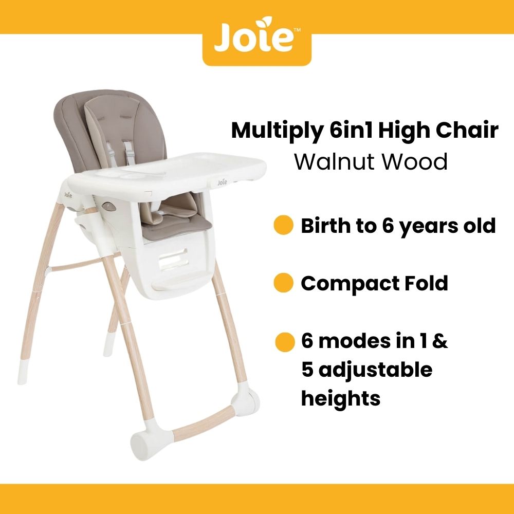 Joie Multiply 6in1 High Chair (Walnut Wood)