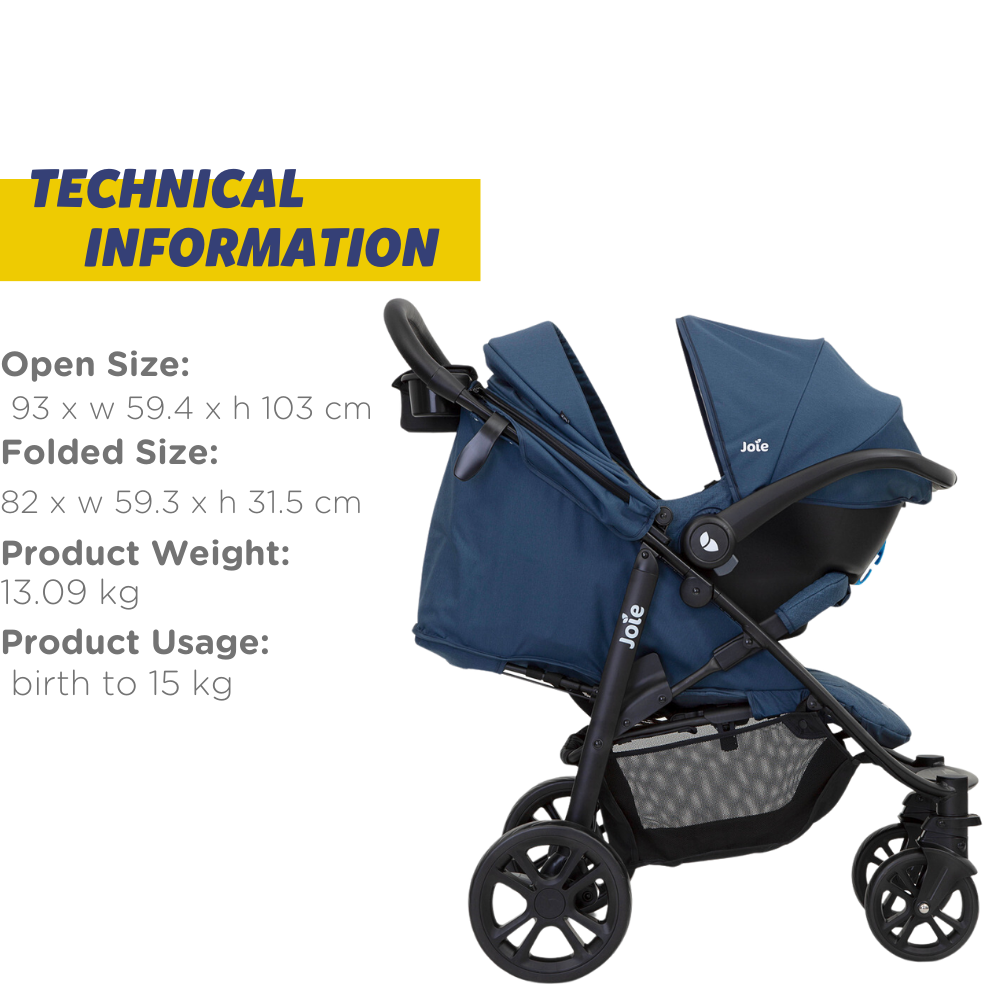 Joie Litetrax 4 Travel System - Deep Sea, Suitable from Birth up to 15kgs