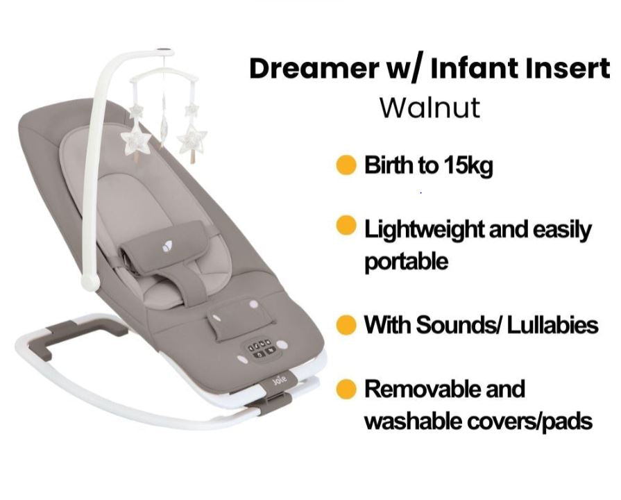 Joie Dreamer with Infant Insert Baby Bouncer- Walnut